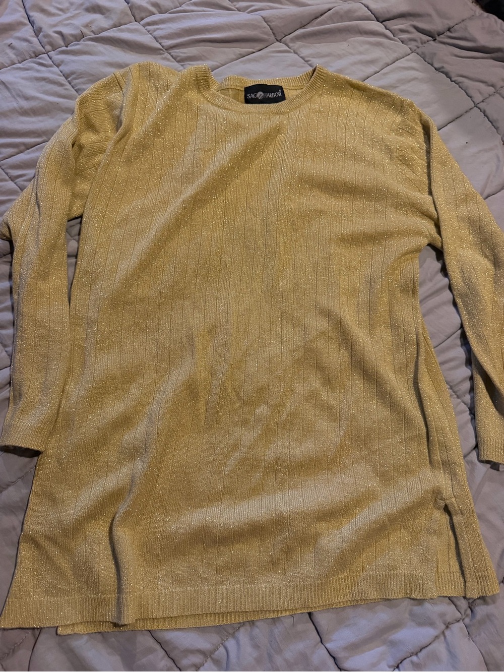 Sag Harbor Gold Metallic Crewneck Sweater
